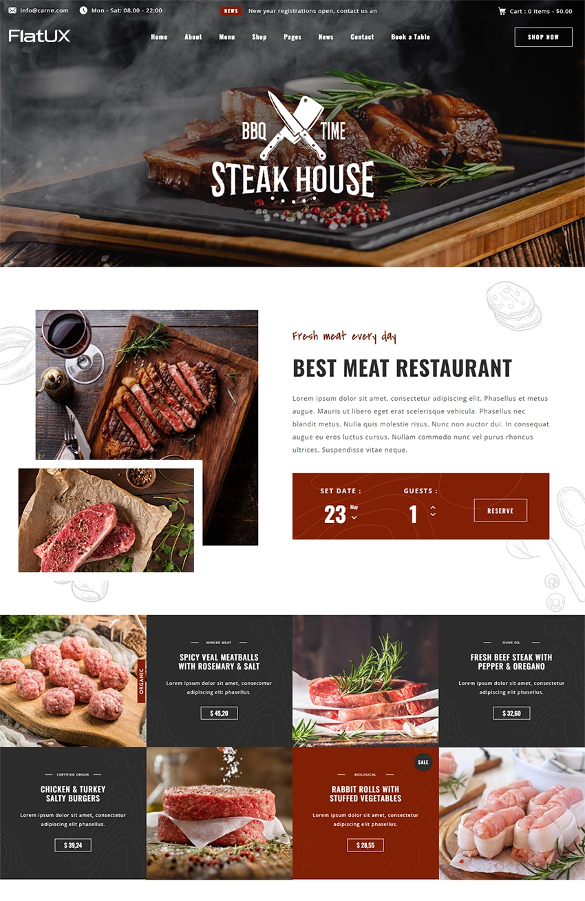 Mẫu giao diện website Nhà hàng
