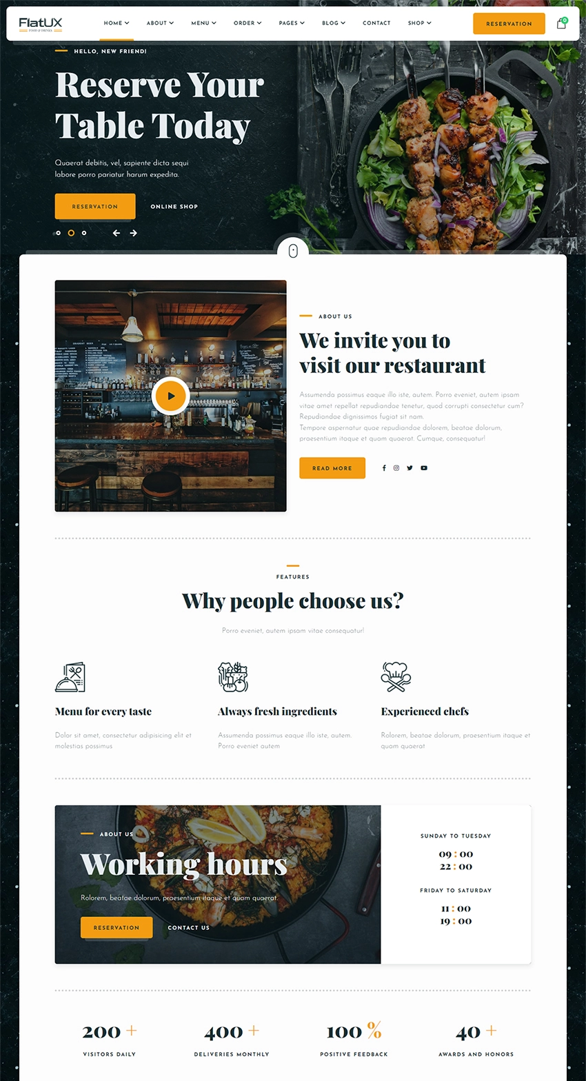 Mẫu giao diện website Nhà hàng